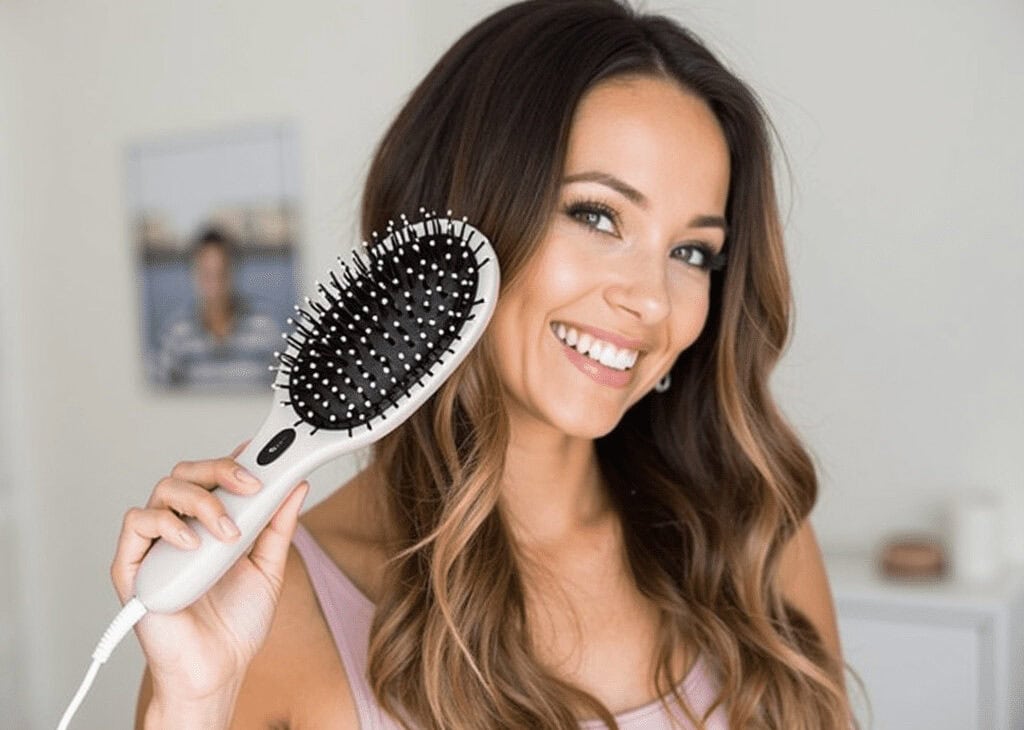 Good hair day with woman using a hairbrush, healthy hair, hair care, beauty routine, hair styling, lifestyle, My Sparkling Life.