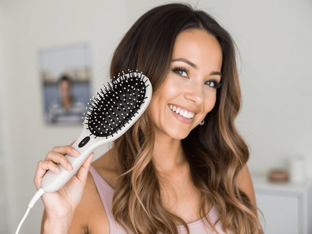 Good hair day with woman using a hairbrush, healthy hair, hair care, beauty routine, hair styling, lifestyle, My Sparkling Life.