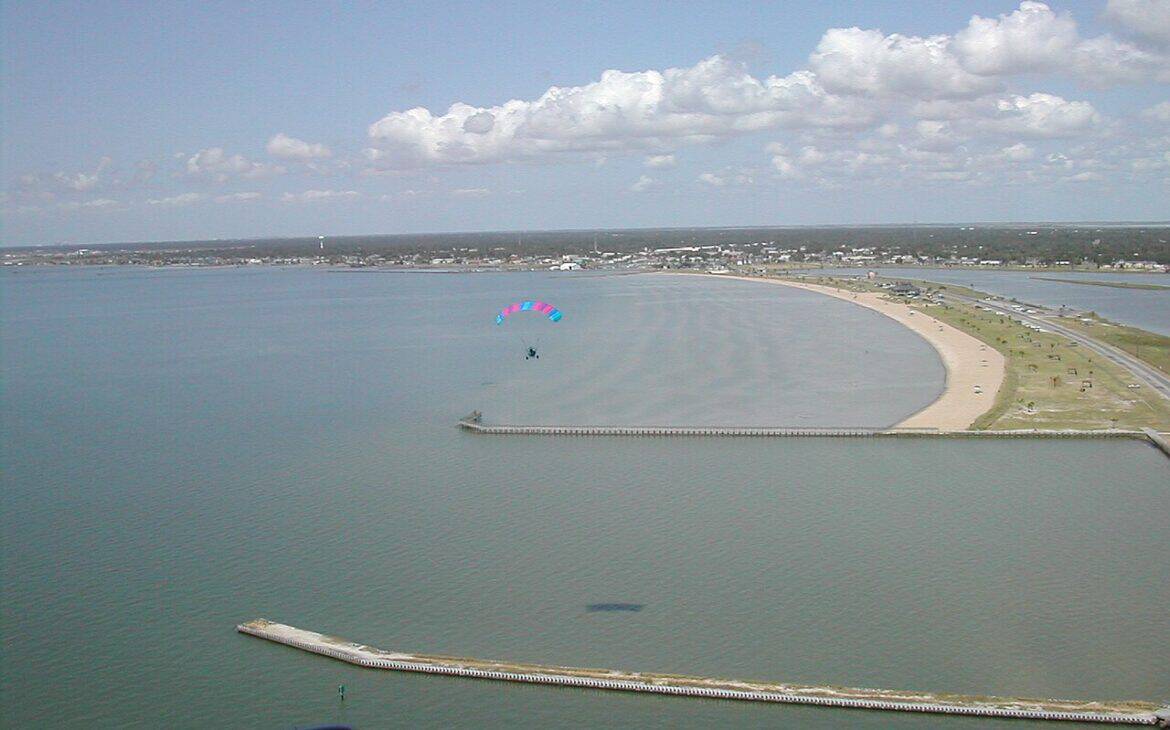 Calm protected swimming water at Rockport Beach on Aransas Bay, Texas